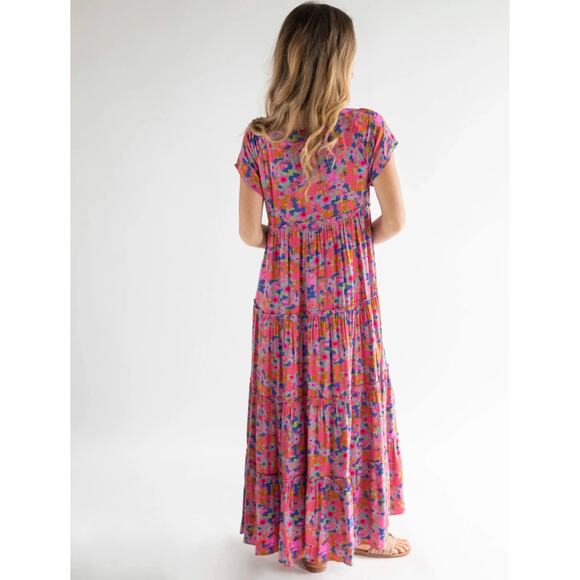 NATURAL LIFE Berkley Maxi Dress Floral Boho Cottagecore Pink Blue Green | MEDIUM - Picture 2 of 10